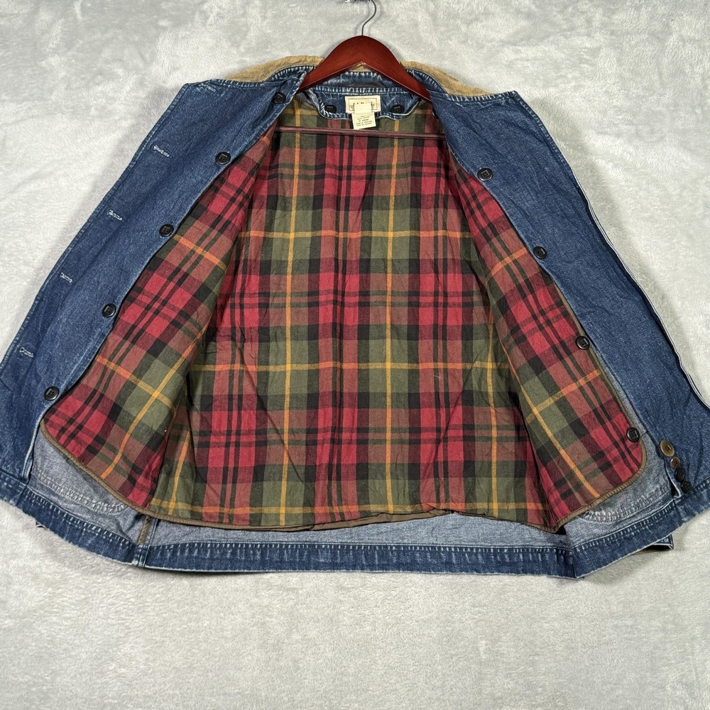 LL Bean Jacket Womens Petite Small Blue Denim Barn Chore Corduroy Collar* - Picture 5 of 10